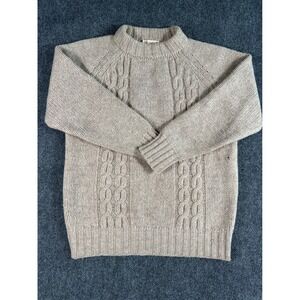 VTG Lord Jeff Sweater Mens Large 100% Virgin Wool Cable Knit Mock Neck Chunky